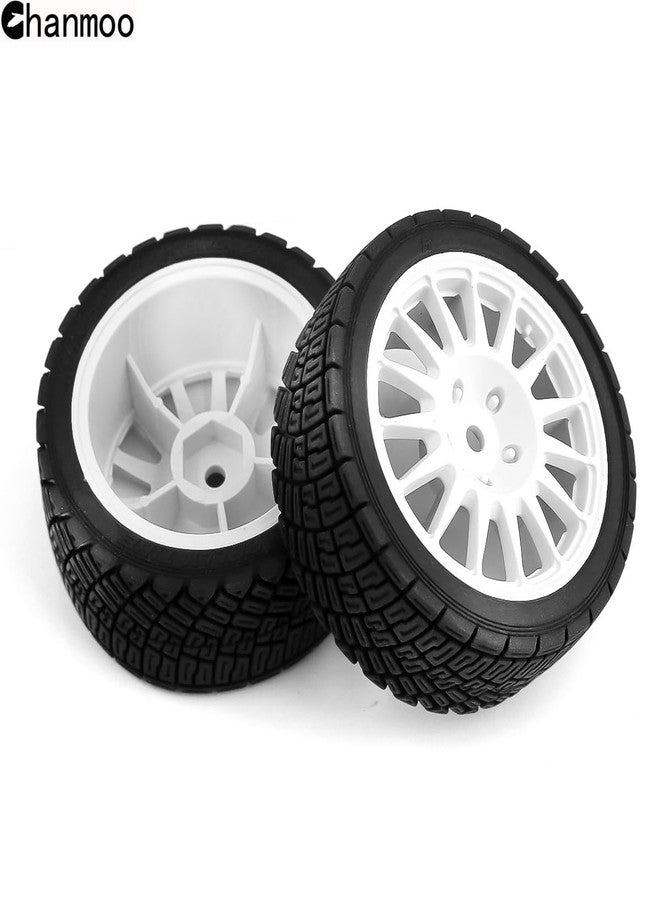Chanmoo 1/10 RC Rally Car Tires 12mm Hex Plastic Wheels Rims & On Road Tyres for 1/10 Scale RC Rally Racing Car Tamiya XV01 XV02 TA06 TT01 TT02 PTG2 144001 A959 HPI KYOSHO RC On-Road Car 4PCS (White) - Image 4